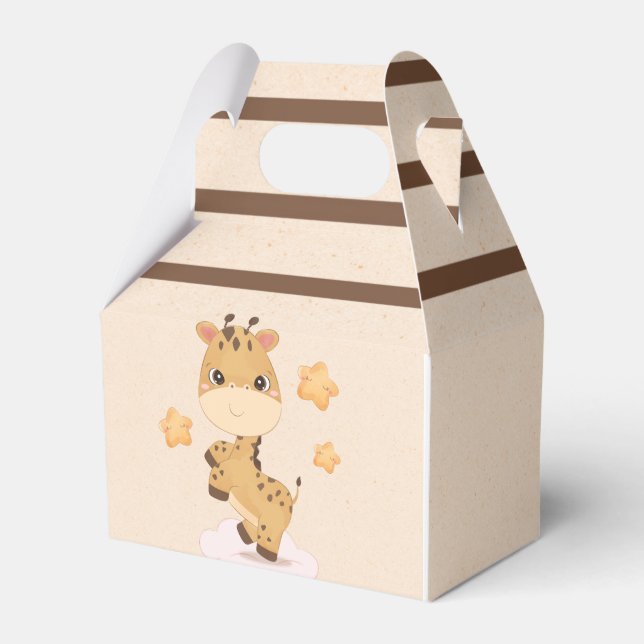 Cute Giraffe Personalizado Estrellas Caja de Favor (Front Side)