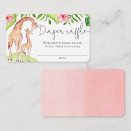 Cute giraffe safari chica tarjetas de rifa de paña