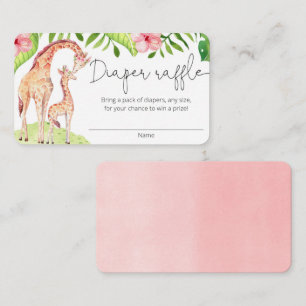 Cute giraffe safari chica tarjetas de rifa de paña