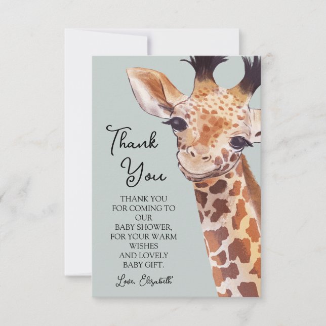 Cute Giraffe - Tarjeta de agradecimiento (Anverso)