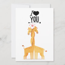 Cute giraffe tarjeta de amor para El día de San Va