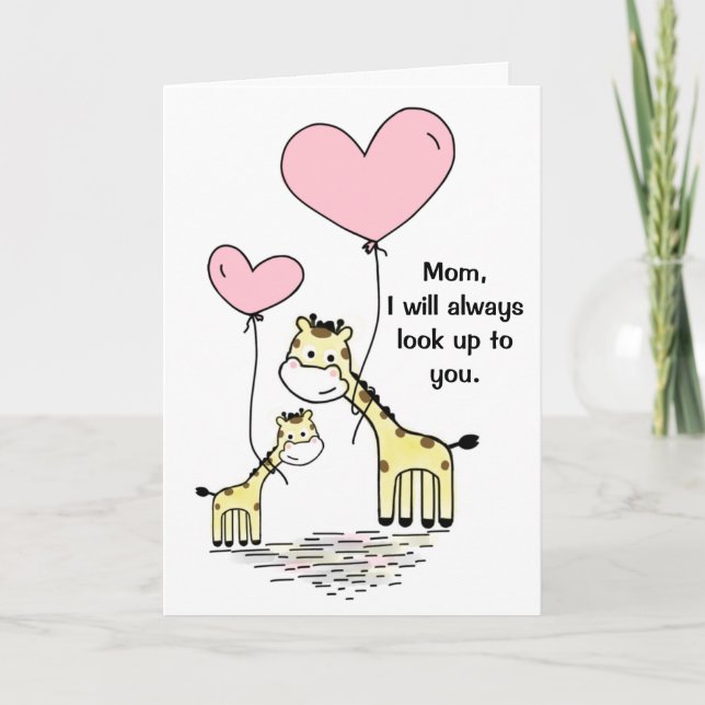 Cute Giraffe, tarjeta del día de la madre (Anverso)