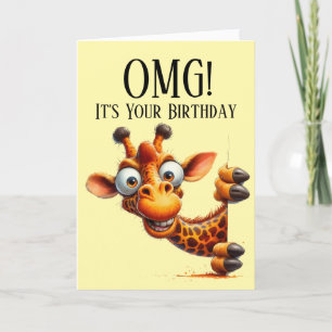 Cute Giraffe Tema Tarjeta de cumpleaños