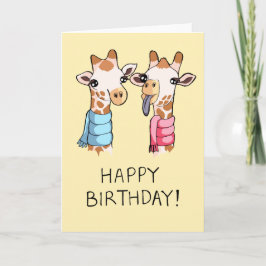 Cute Giraffes Escarba Dibujando Tarjeta de Cumplea