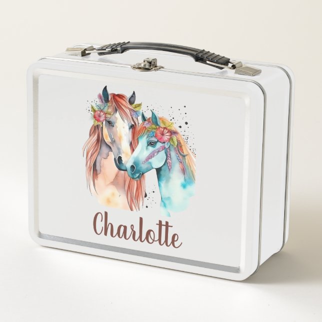 Cute Girlie Acuarela Niños Nombrar Escuela Lunc Me (Anverso)