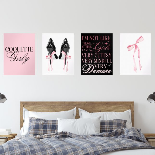 Cute Girly Bow Wall Wall Art Sets (Dormitorio)