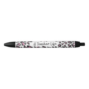Cute Girly Pink Leopardo Imprimir Pluma de Vida de