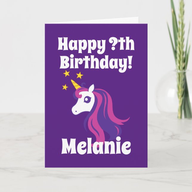 Cute girly unicorn Tarjeta de bienvenida de cumple (Anverso)