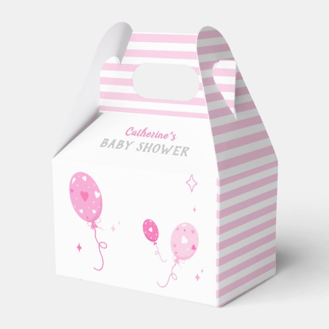 Cute globos rosados caja Baby Shower Favor 🎀 (Front Side)