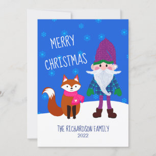 Cute Gnome Fox Snowflakes Feliz Navidad