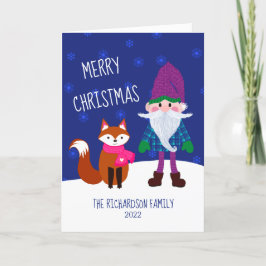 Cute Gnome Fox Snowflakes Feliz Navidad