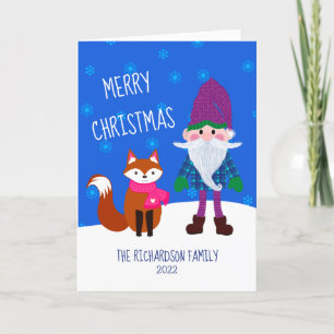 Cute Gnome Fox Snowflakes Feliz Navidad
