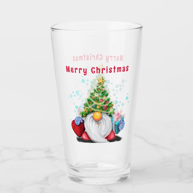 Cute Gnome Navidades Glass (Anverso)