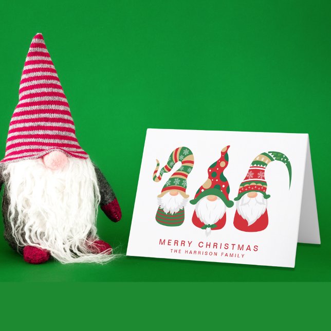 Cute Gnomes Feliz Navidad (Christmas gnomes bring joy, laughter, and a touch of magic to your holiday season cards)