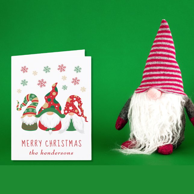 Cute Gnomes Feliz Navidad (Christmas gnomes bring joy, laughter, and a touch of magic to your holiday season cards)
