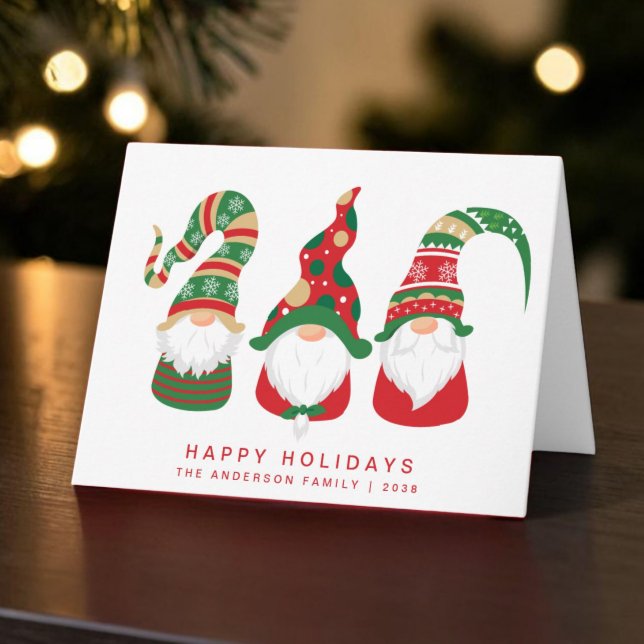 Cute Gnomos Navidad (Christmas gnomes bring joy, laughter, and a touch of magic to your holiday season cards)