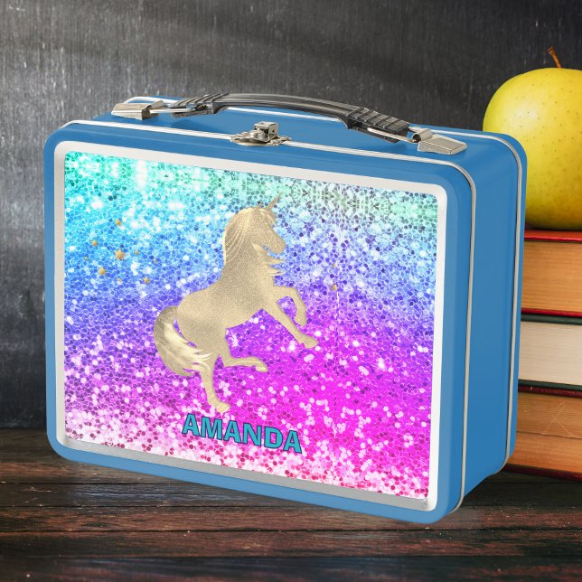Cute  gold unicorn Glitter colorful monogram (Subido por el creador)