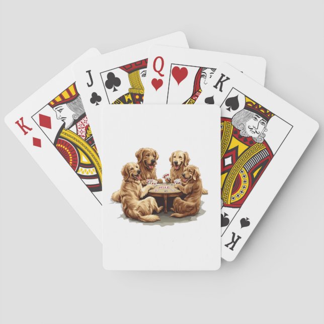 Cute Golden Retriever Perro Jugando Cartas (Reverso)