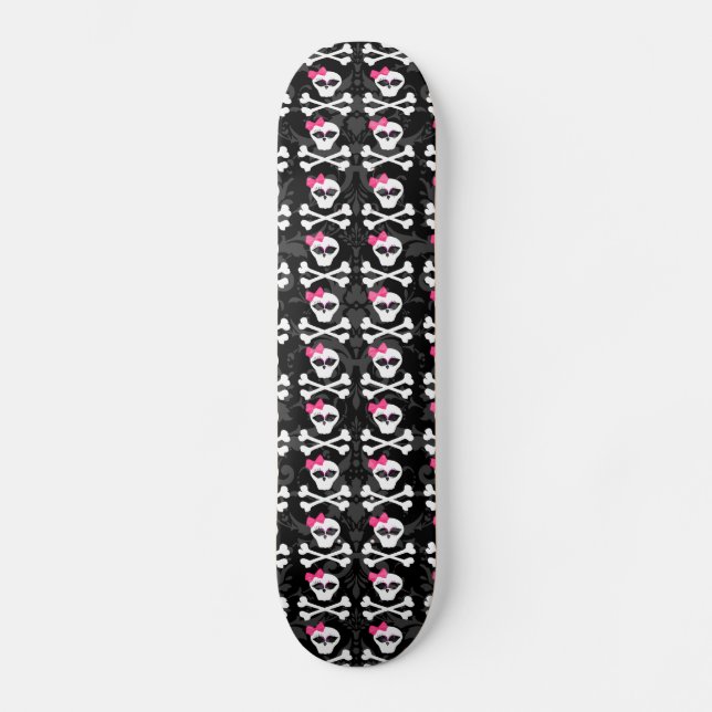 Cute Goodies Girly Girl Skulls Skateboard (Anverso)