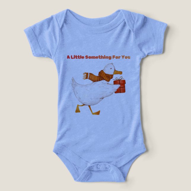 Cute Goose Holding Gift Baby Bodysuit  (Diseño delantero )