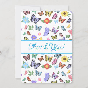 Cute Gracias Mariposas De Tarjeta Y Flores
