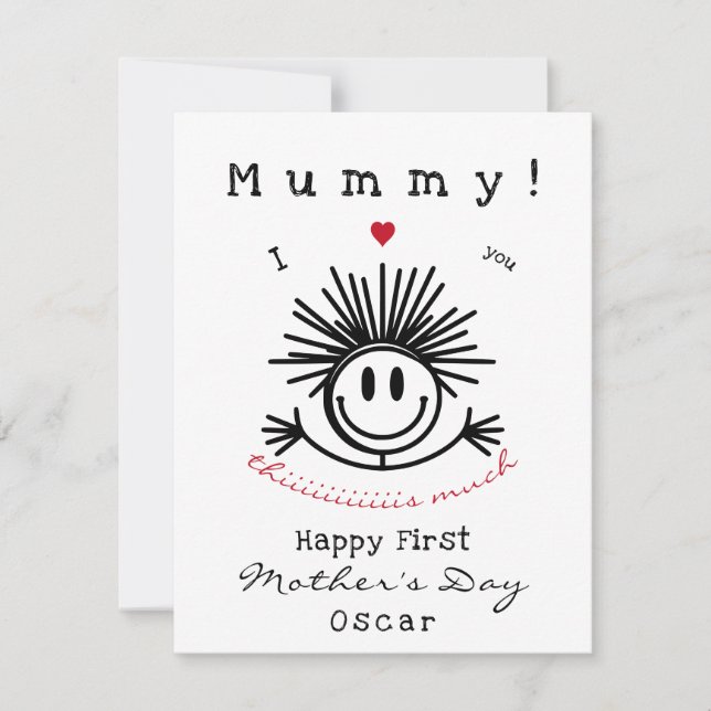 Cute graciosa primera tarjeta del día de la madre (Anverso)