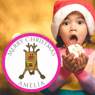 Cute gracioso Navidades de ciervos etiqueta de reg