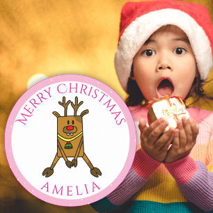 Cute gracioso Navidades de ciervos etiqueta de reg