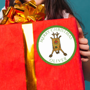 Cute gracioso Navidades de ciervos etiqueta de reg
