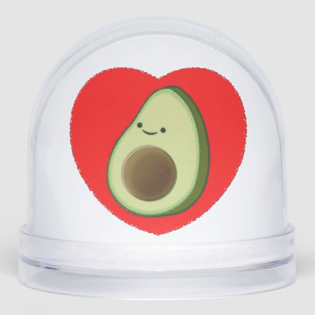 Cute Green Avocado Cartoon In Red Heart (Anverso)