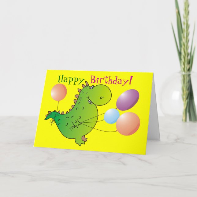 Cute Green Dragon Feliz Cumpleaños Tarjeta de Salu (Anverso)