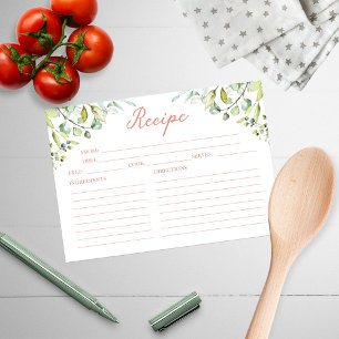 Cute Greeneration Bridal Shower Recipe Tarjetas