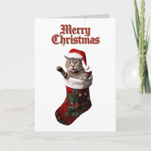 Cute Gris Tabby Navidad Fiesta