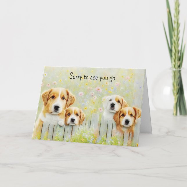 Cute Group Dogs Retirada Nueva Tarjeta de Trabajo (Anverso)