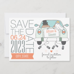 Cute, guarda la tarjeta Boda de fecha con el coche