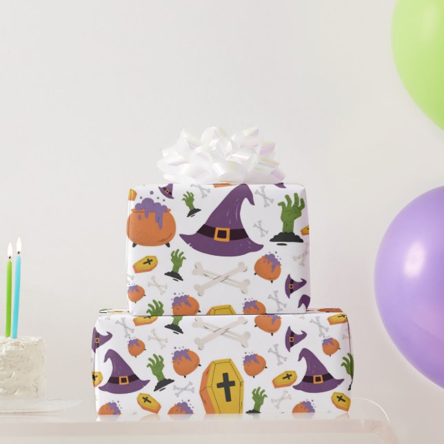 Cute Halloween brujas niños regalan papel de envol (Regalos de fiesta)