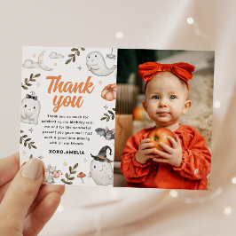 Cute Halloween Cumpleaños Foto Gracias Tarjeta