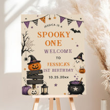 Cute Halloween Ghost 1st Birthday Party Welcome