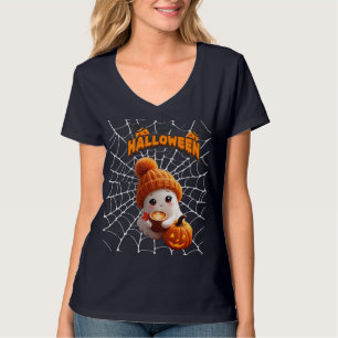 Cute Halloween Ghost con Camiseta de Calabaza
