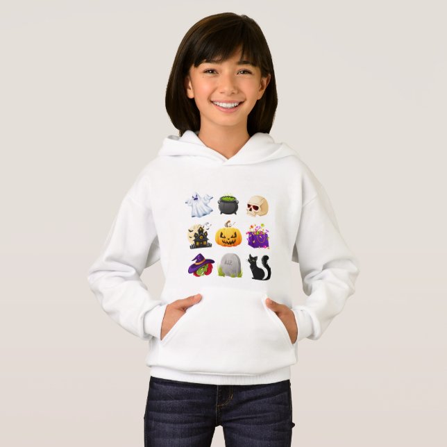 Cute Halloween Hoodie for Kids – Spooky Fun Ghost, (Anverso completo)