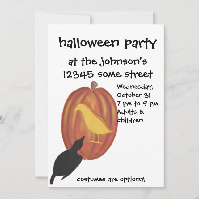 Cute Halloween Jack O'Lantern y Crow (Anverso)