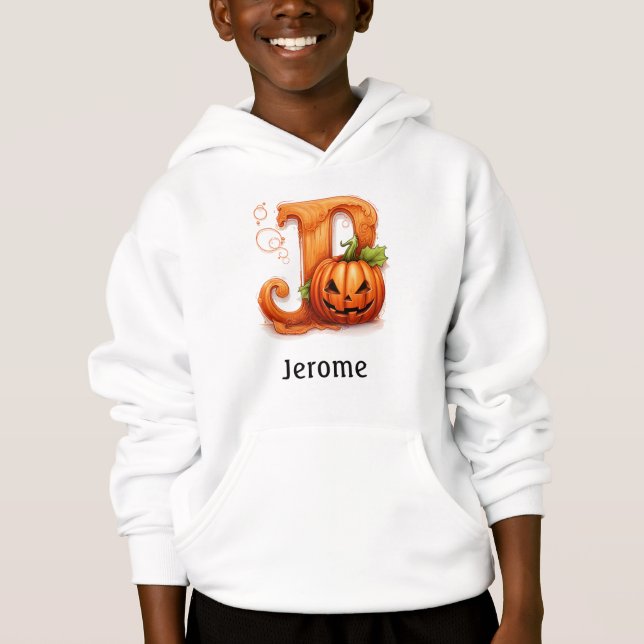 Cute Halloween Monograma Letra J Hoodie (Anverso)