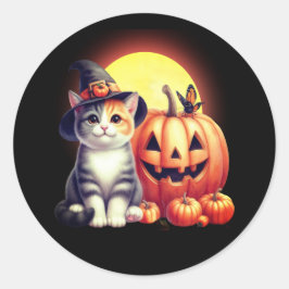 Cute Halloween Tabby Cat Pegatinas