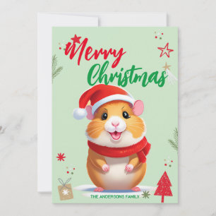 Cute Hamster santa Navidad Fiesta Familiar nombre