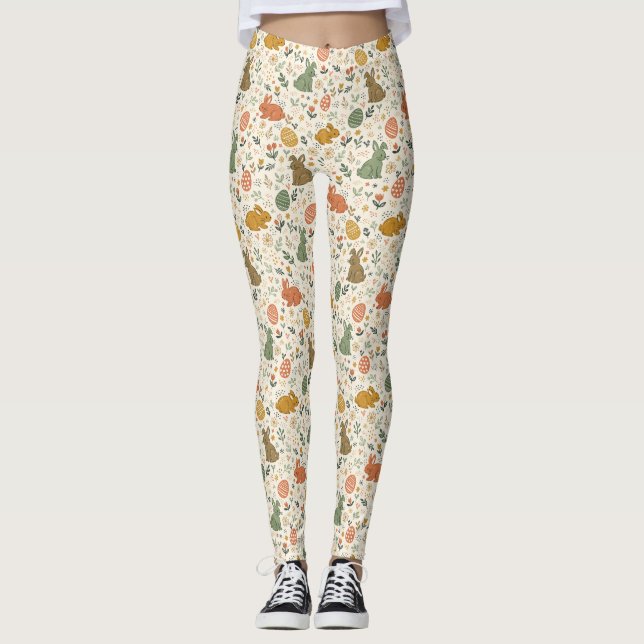 Cute Hand Drawn Spring Bunnies Leggings (Anverso)