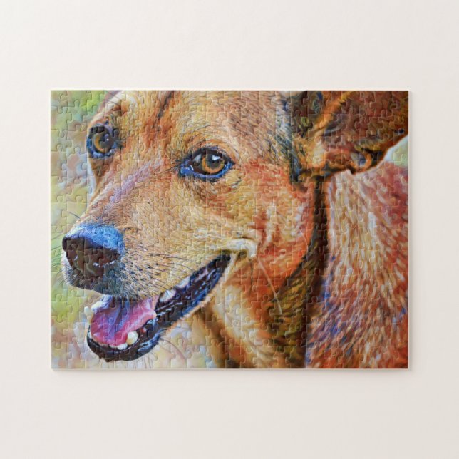 Cute Happy Dachshund Dog Face Art Puzzle (Horizontal)