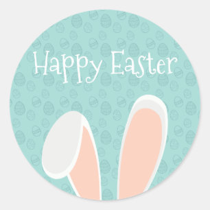 Cute Happy Easter Bunny Ears   Sello Pegatina