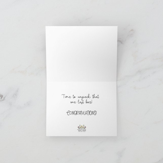 Cute Happy First Home-iversary Card para los lecto (Interior)