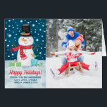 Cute Happy Holidays Snowman Photo Navidad Card<br><div class="desc">Comparte tus saludos de Navidad con esta adorable tarjeta de vacaciones de Navidades. Presenta un muñeco de nieve en una noche nevada. Añade una foto de tu familia. Perfecto para enviar a su familia y amigos para las vacaciones. Diseñado para ti por Blackberry Boulevard.</div>