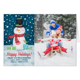 Cute Happy Holidays Snowman Photo Navidad Card